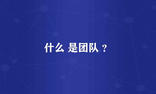 什么 是团队 ？
