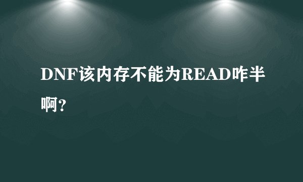 DNF该内存不能为READ咋半啊？