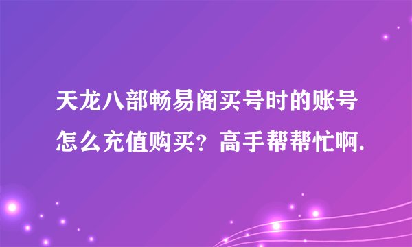 天龙八部畅易阁买号时的账号怎么充值购买？高手帮帮忙啊.
