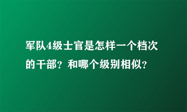 军队4级士官是怎样一个档次的干部？和哪个级别相似？