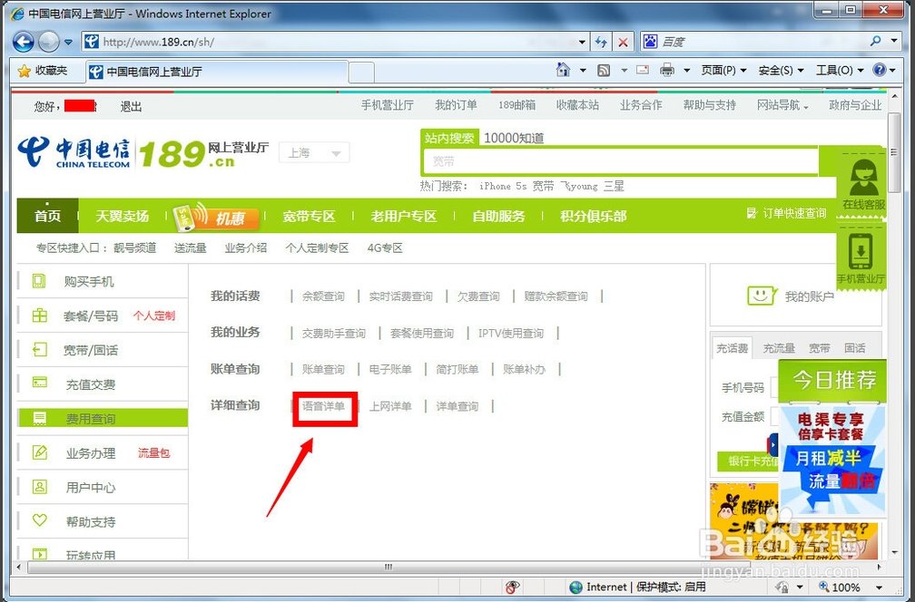 中国电信网上营业厅如何查询详单