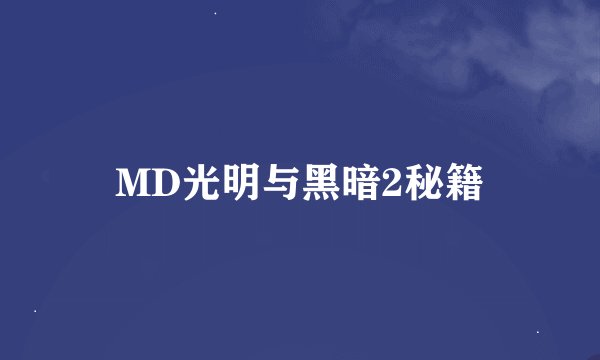 MD光明与黑暗2秘籍