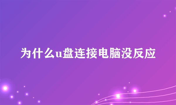 为什么u盘连接电脑没反应
