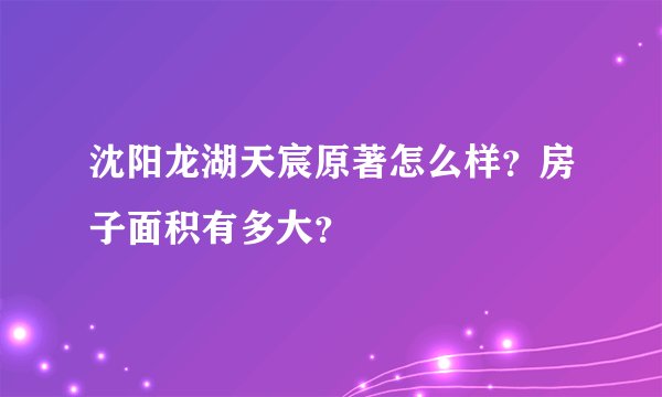 沈阳龙湖天宸原著怎么样？房子面积有多大？