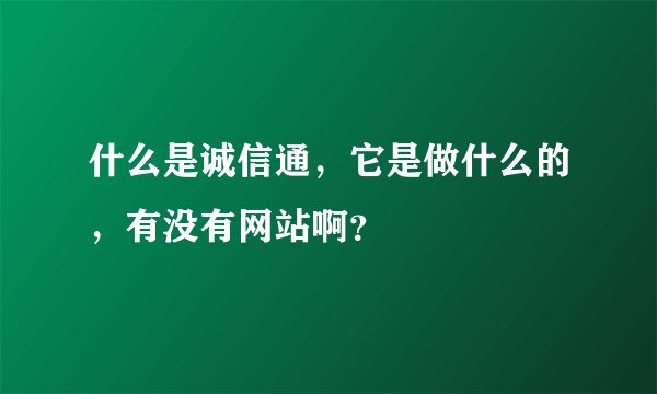 什么是诚信通，它是做什么的，有没有网站啊？