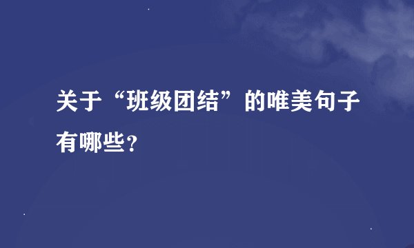 关于“班级团结”的唯美句子有哪些？