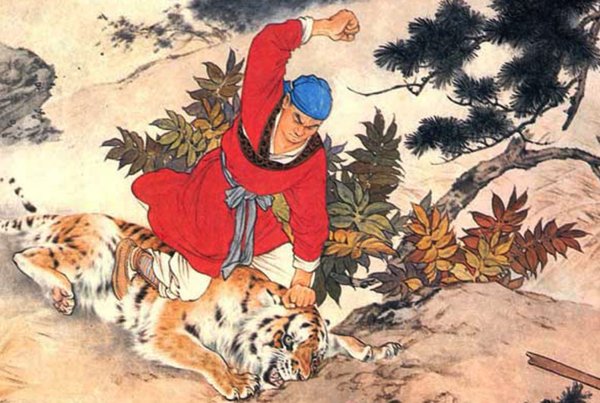 求水浒传武松打虎故事内容简介100字，要自己作的。