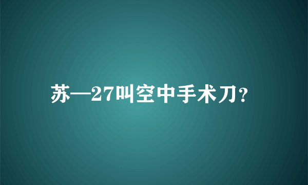 苏—27叫空中手术刀？