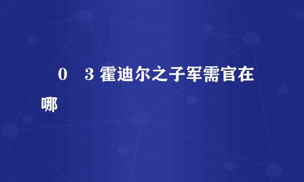 �0�3 霍迪尔之子军需官在哪
