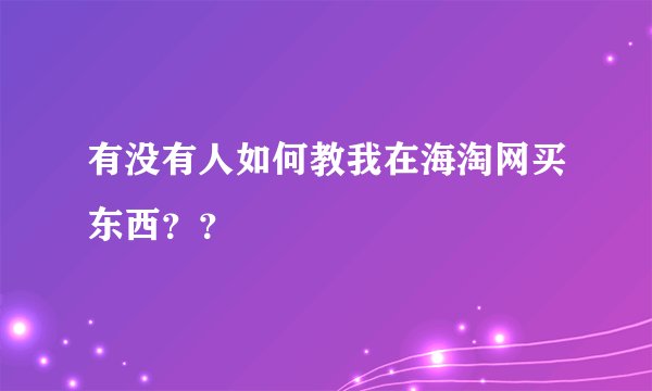 有没有人如何教我在海淘网买东西？？