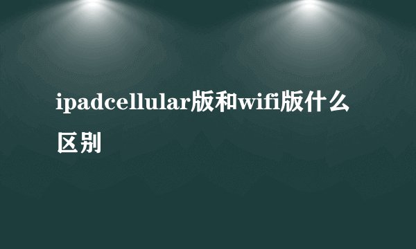 ipadcellular版和wifi版什么区别