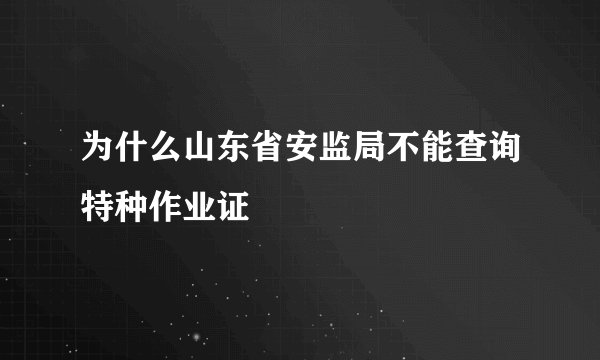 为什么山东省安监局不能查询特种作业证