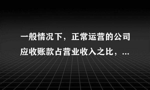一般情况下，正常运营的公司应收账款占营业收入之比，应收账款占流动资产的比例是多少