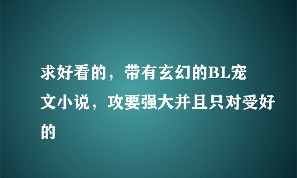 求好看的，带有玄幻的BL宠文小说，攻要强大并且只对受好的