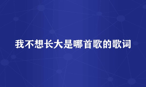 我不想长大是哪首歌的歌词