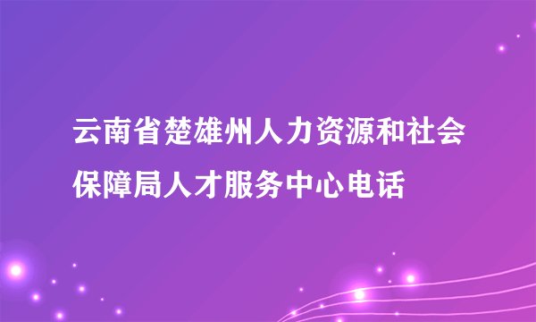 云南省楚雄州人力资源和社会保障局人才服务中心电话