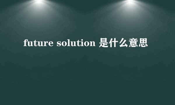future solution 是什么意思