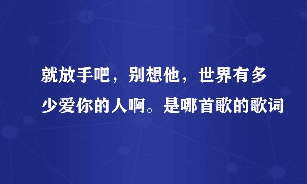 就放手吧，别想他，世界有多少爱你的人啊。是哪首歌的歌词