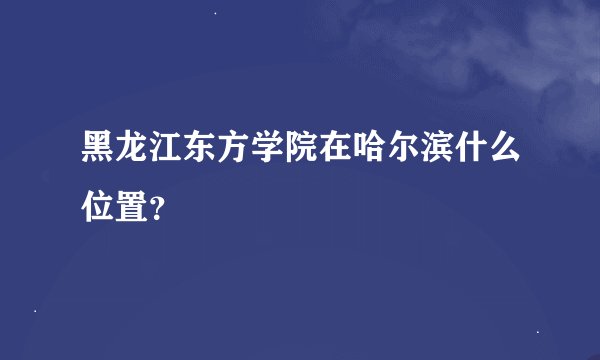 黑龙江东方学院在哈尔滨什么位置？