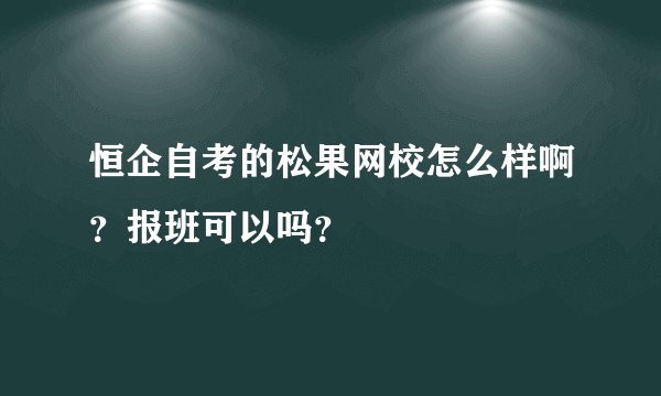 恒企自考的松果网校怎么样啊？报班可以吗？