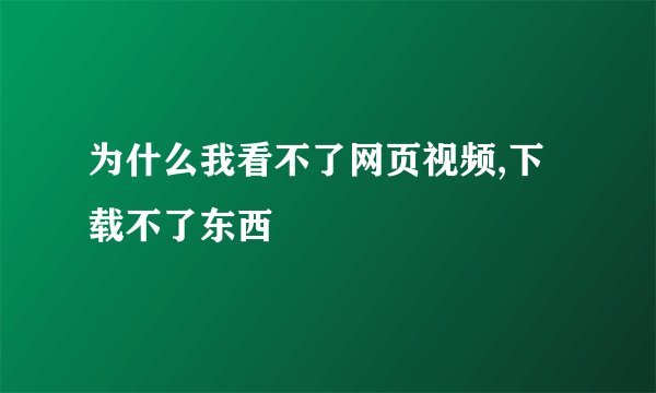 为什么我看不了网页视频,下载不了东西