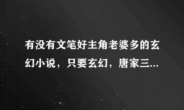 有没有文笔好主角老婆多的玄幻小说，只要玄幻，唐家三少，天蚕土豆的都看过了。