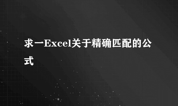 求一Excel关于精确匹配的公式