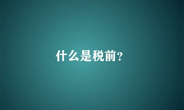 什么是税前？