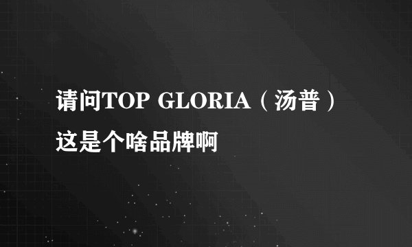 请问TOP GLORIA（汤普）这是个啥品牌啊