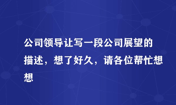 公司领导让写一段公司展望的描述，想了好久，请各位帮忙想想