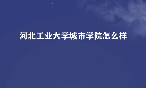 河北工业大学城市学院怎么样