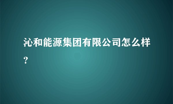 沁和能源集团有限公司怎么样？