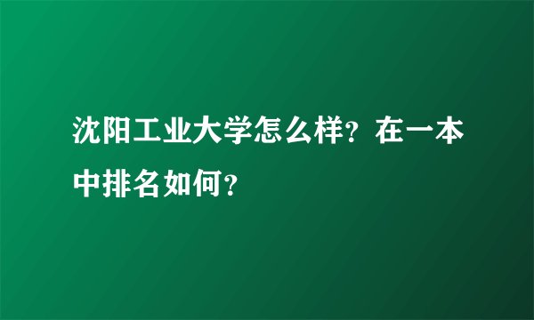沈阳工业大学怎么样？在一本中排名如何？
