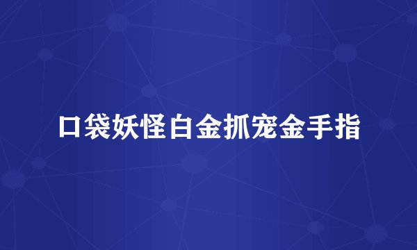 口袋妖怪白金抓宠金手指