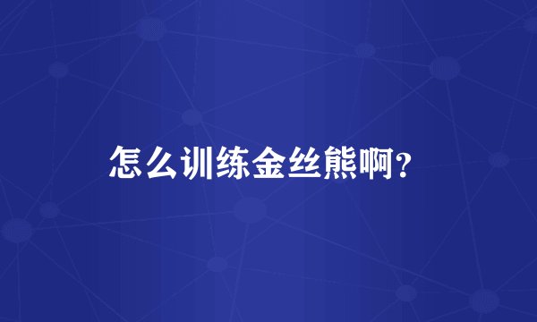 怎么训练金丝熊啊？