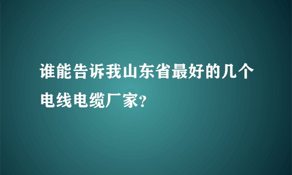 谁能告诉我山东省最好的几个电线电缆厂家？