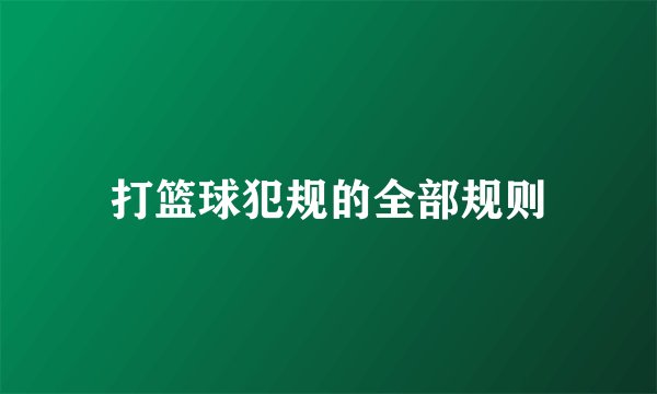 打篮球犯规的全部规则