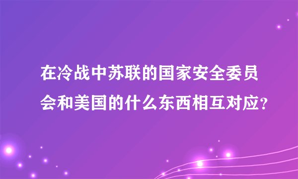 在冷战中苏联的国家安全委员会和美国的什么东西相互对应？