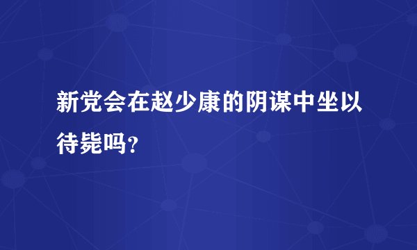 新党会在赵少康的阴谋中坐以待毙吗？