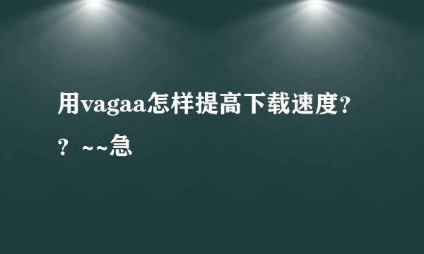 用vagaa怎样提高下载速度？？~~急