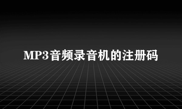 MP3音频录音机的注册码