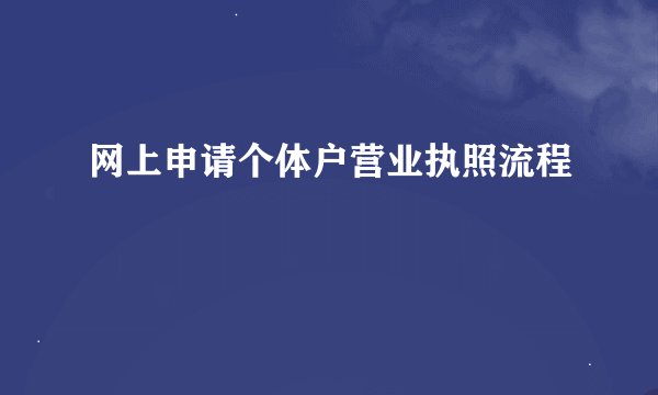 网上申请个体户营业执照流程