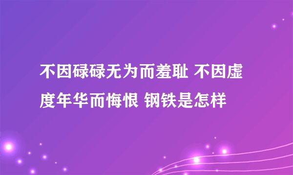 不因碌碌无为而羞耻 不因虚度年华而悔恨 钢铁是怎样