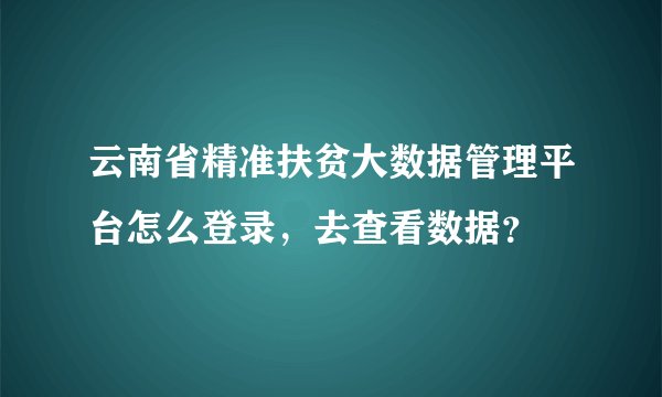 云南省精准扶贫大数据管理平台怎么登录，去查看数据？