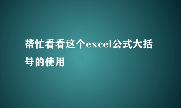 帮忙看看这个excel公式大括号的使用