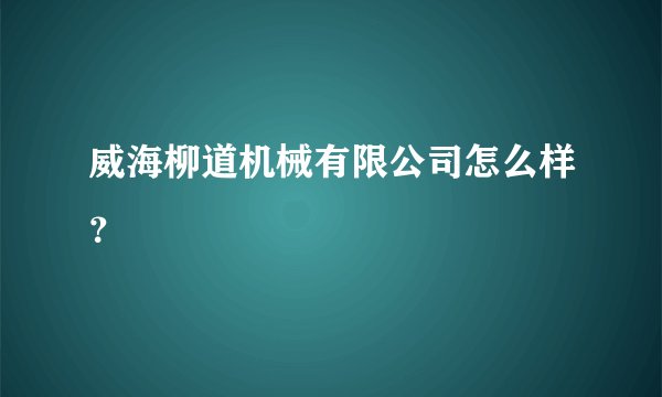 威海柳道机械有限公司怎么样？