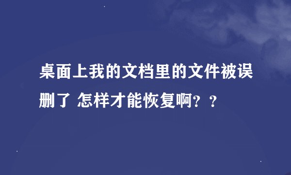 桌面上我的文档里的文件被误删了 怎样才能恢复啊？？