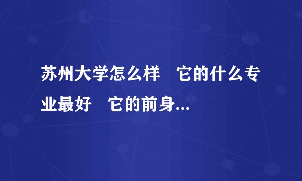 苏州大学怎么样   它的什么专业最好   它的前身是什么   要多少分才能(安徽的考生)