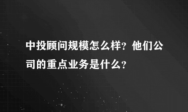 中投顾问规模怎么样？他们公司的重点业务是什么？