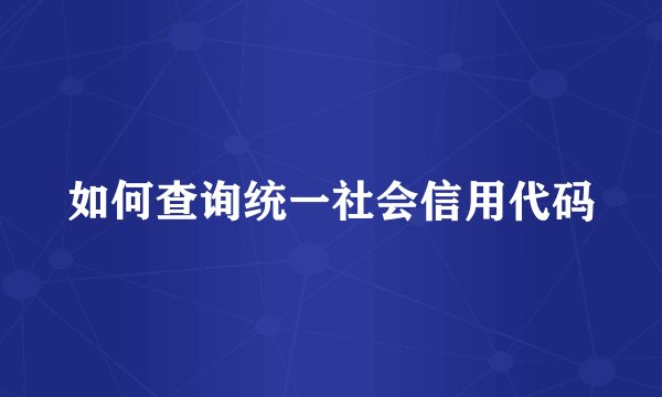 如何查询统一社会信用代码